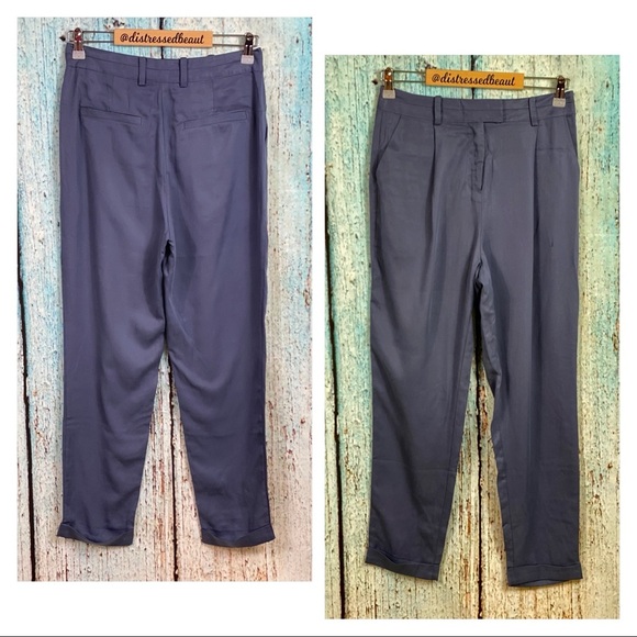 NAKED ZEBRA NWT Steel Blue Pleated Cuffed Slacks - Picture 3 of 14